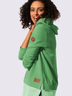 Sweatshirt à capuche avec empiècement chemisier rayé et manches longues