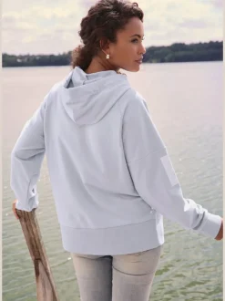 Sweatshirt à capuche avec grande capuche et motifs graphiques