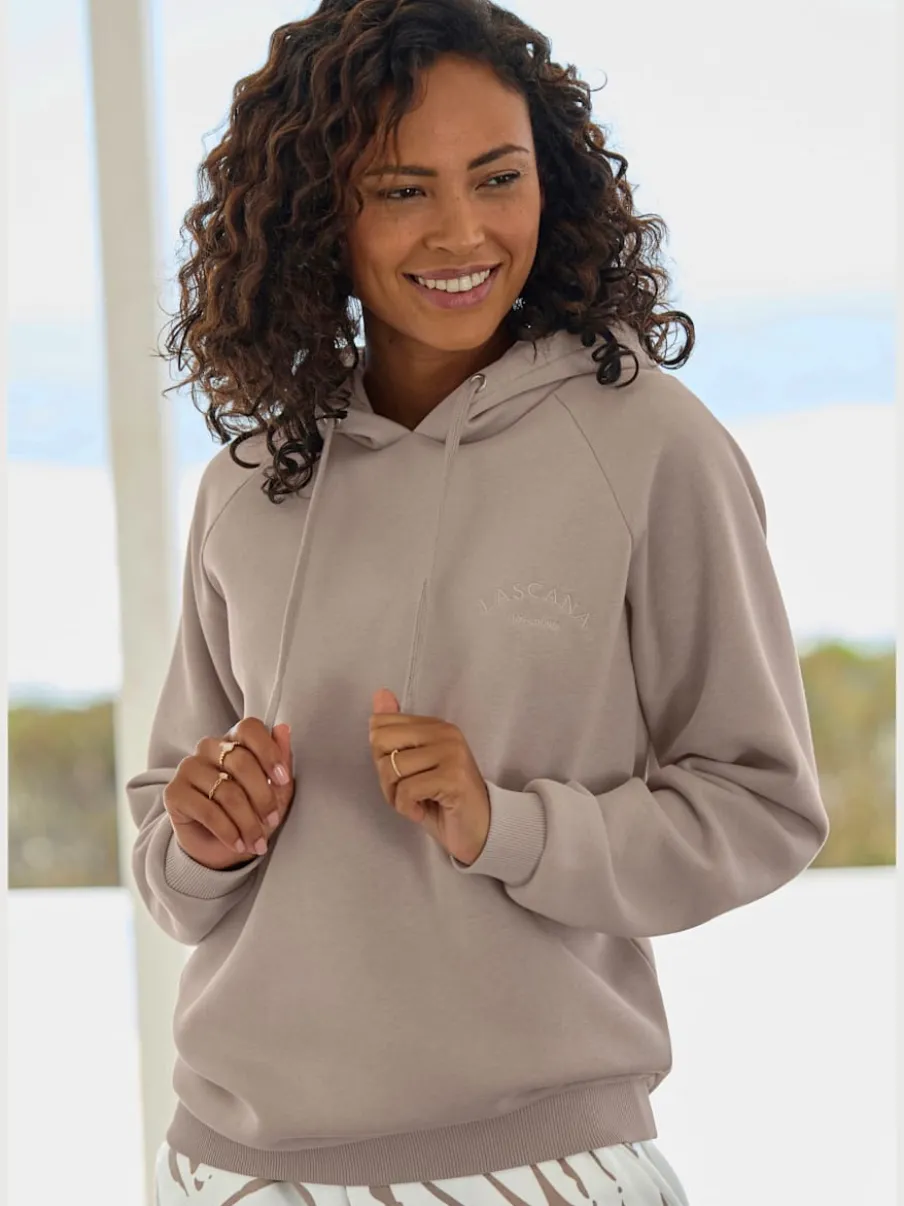 Sweatshirt à capuche avec logo brodé et finitions côtelées
