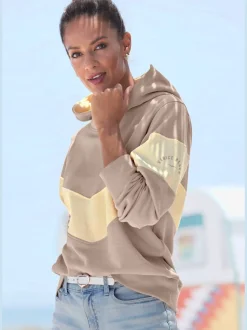 Sweatshirt à capuche avec manches longues et logo sur la manche gauche