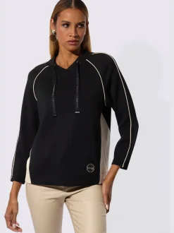 Sweatshirt à capuche avec manches longues et coulisse décorative