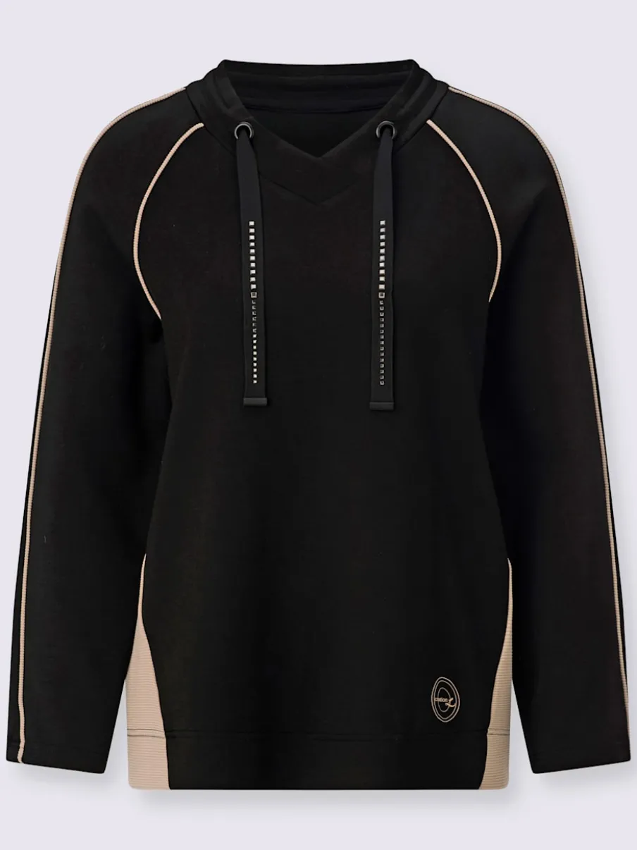 Sweatshirt à capuche avec manches longues et coulisse décorative