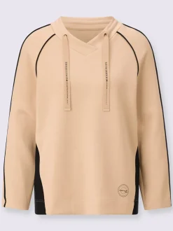 Sweatshirt à capuche avec manches longues et coulisse décorative