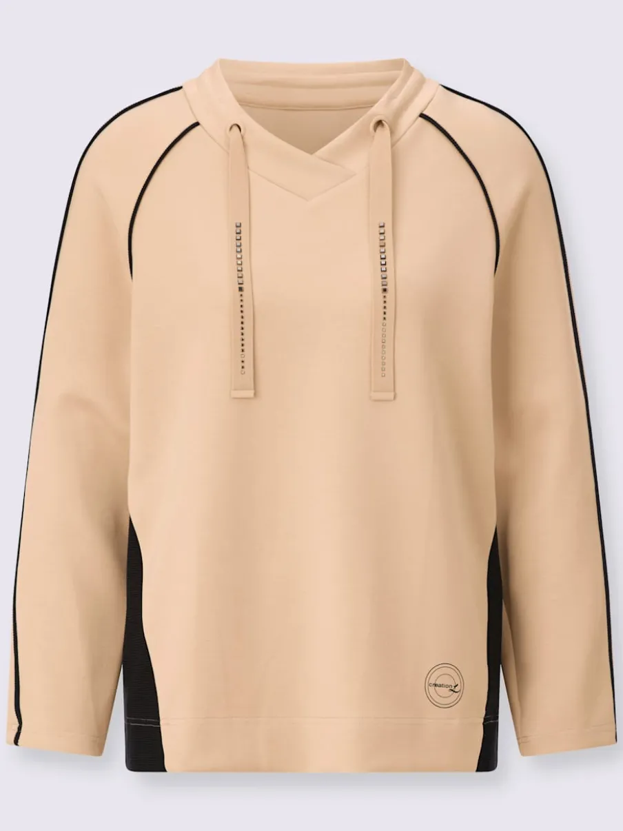 Sweatshirt à capuche avec manches longues et coulisse décorative