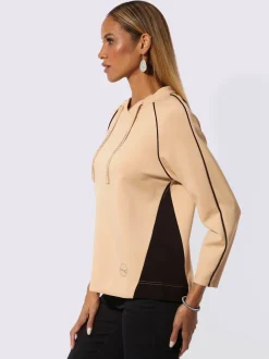 Sweatshirt à capuche avec manches longues et coulisse décorative