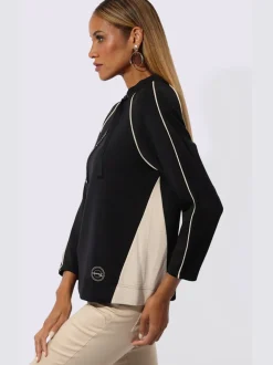 Sweatshirt à capuche avec manches longues et coulisse décorative