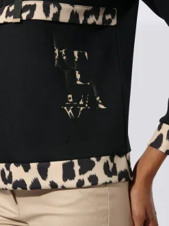 Sweatshirt à capuche avec motifs léopard et manches longues