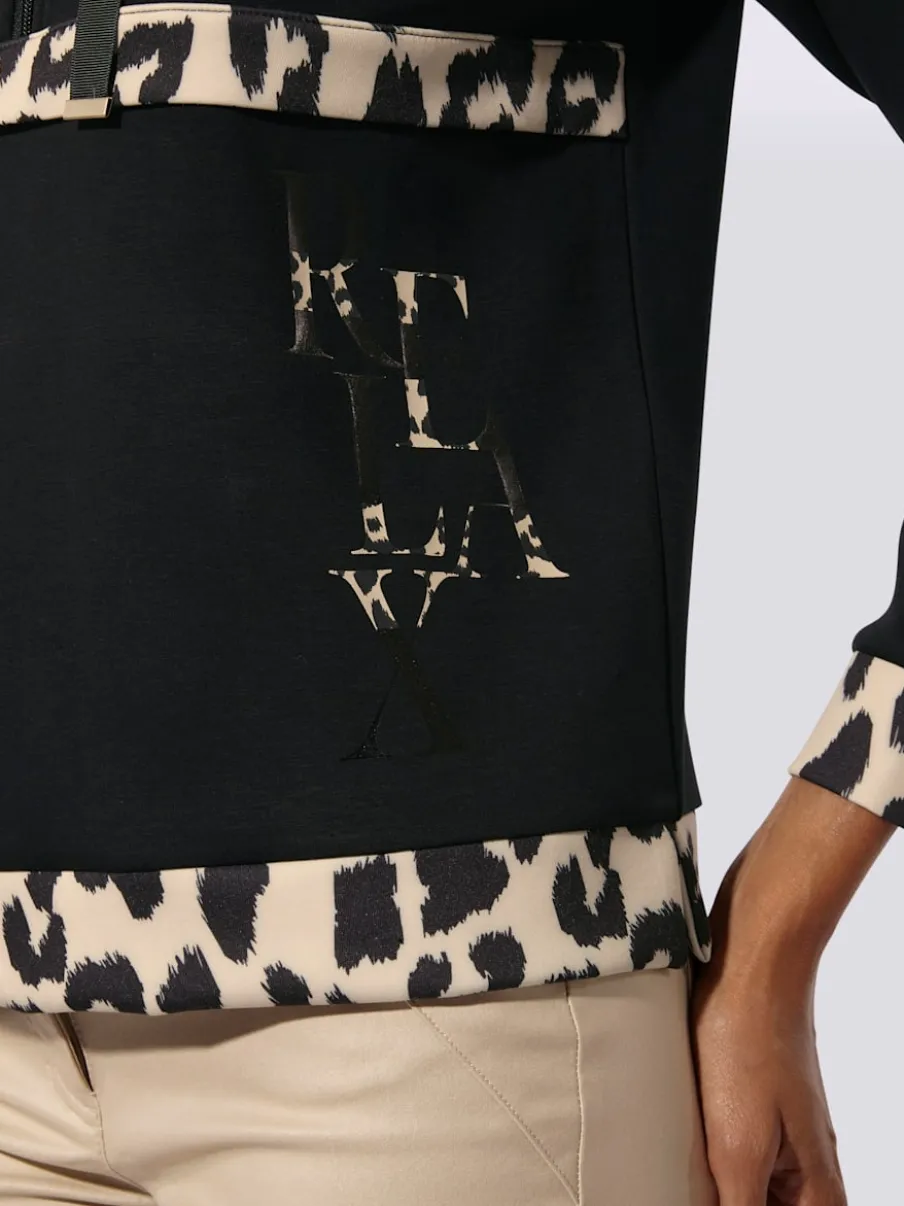 Sweatshirt à capuche avec motifs léopard et manches longues