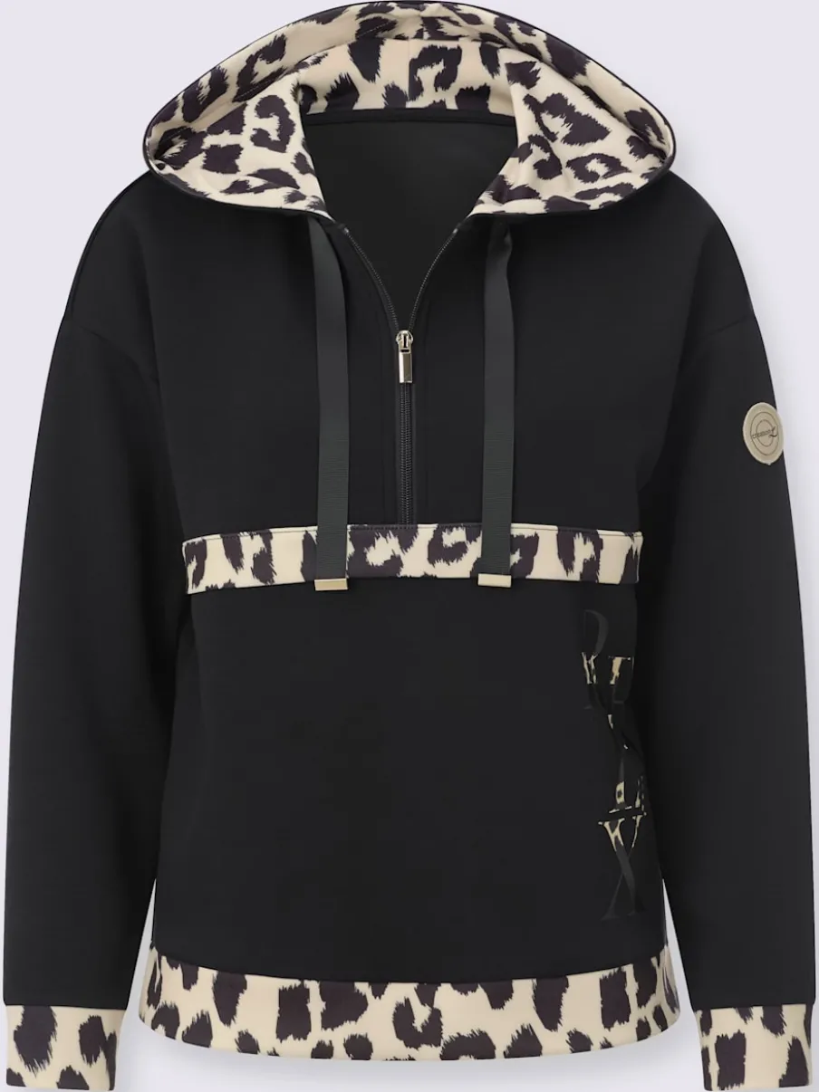 Sweatshirt à capuche avec motifs léopard et manches longues