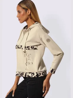 Sweatshirt à capuche avec motifs léopard et manches longues