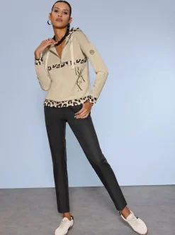 Sweatshirt à capuche avec motifs léopard et manches longues