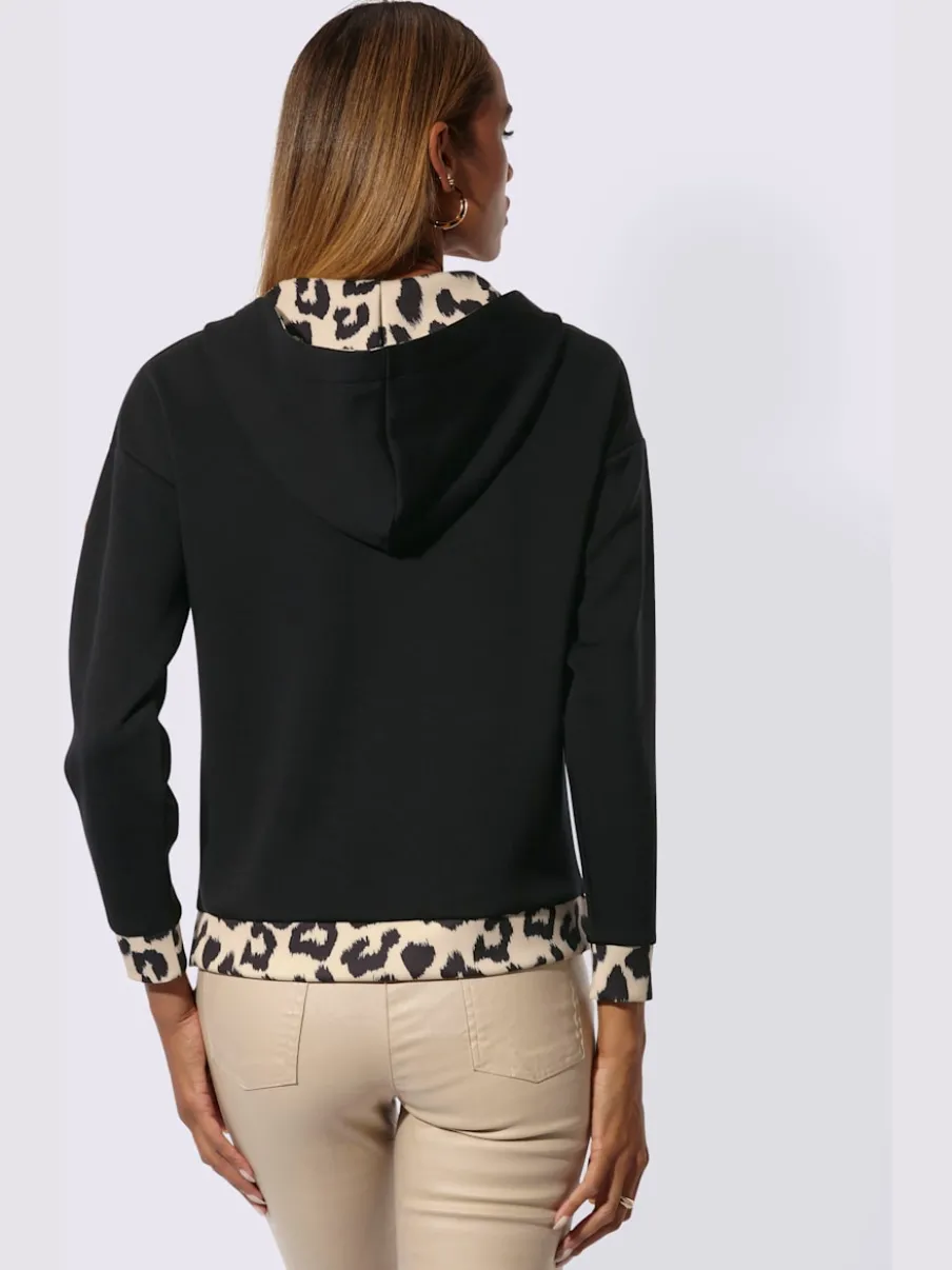Sweatshirt à capuche avec motifs léopard et manches longues