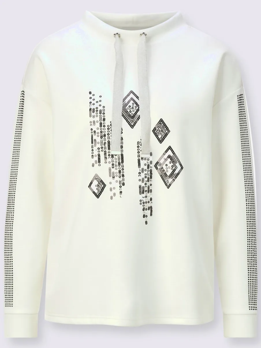 Sweatshirt à capuche avec paillettes et pierres brillantes