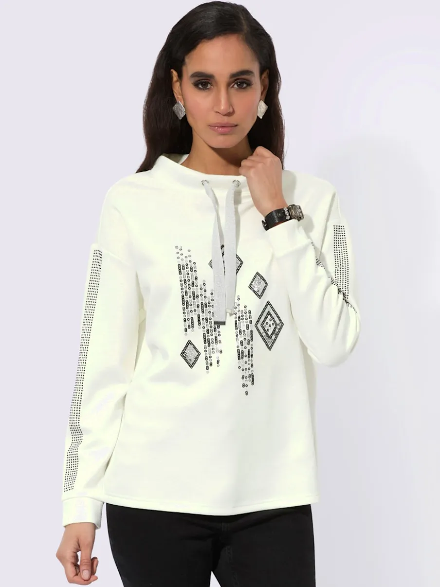 Sweatshirt à capuche avec paillettes et pierres brillantes