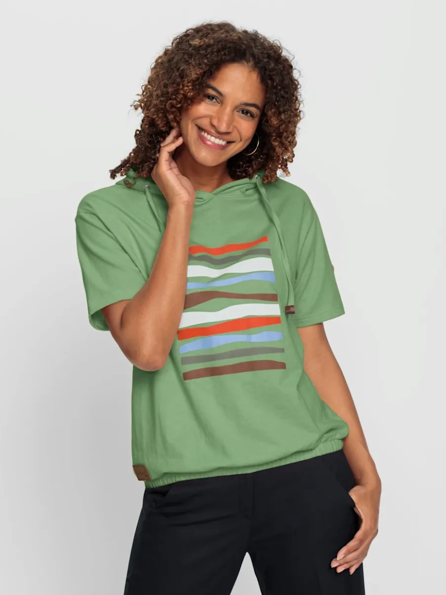 Sweatshirt à capuche léger avec motif géométrique imprimé