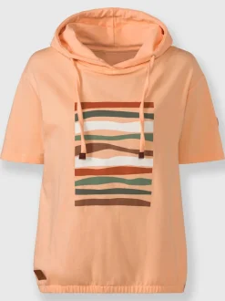 Sweatshirt à capuche léger avec motif géométrique imprimé