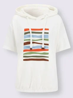 Sweatshirt à capuche léger avec motif géométrique imprimé