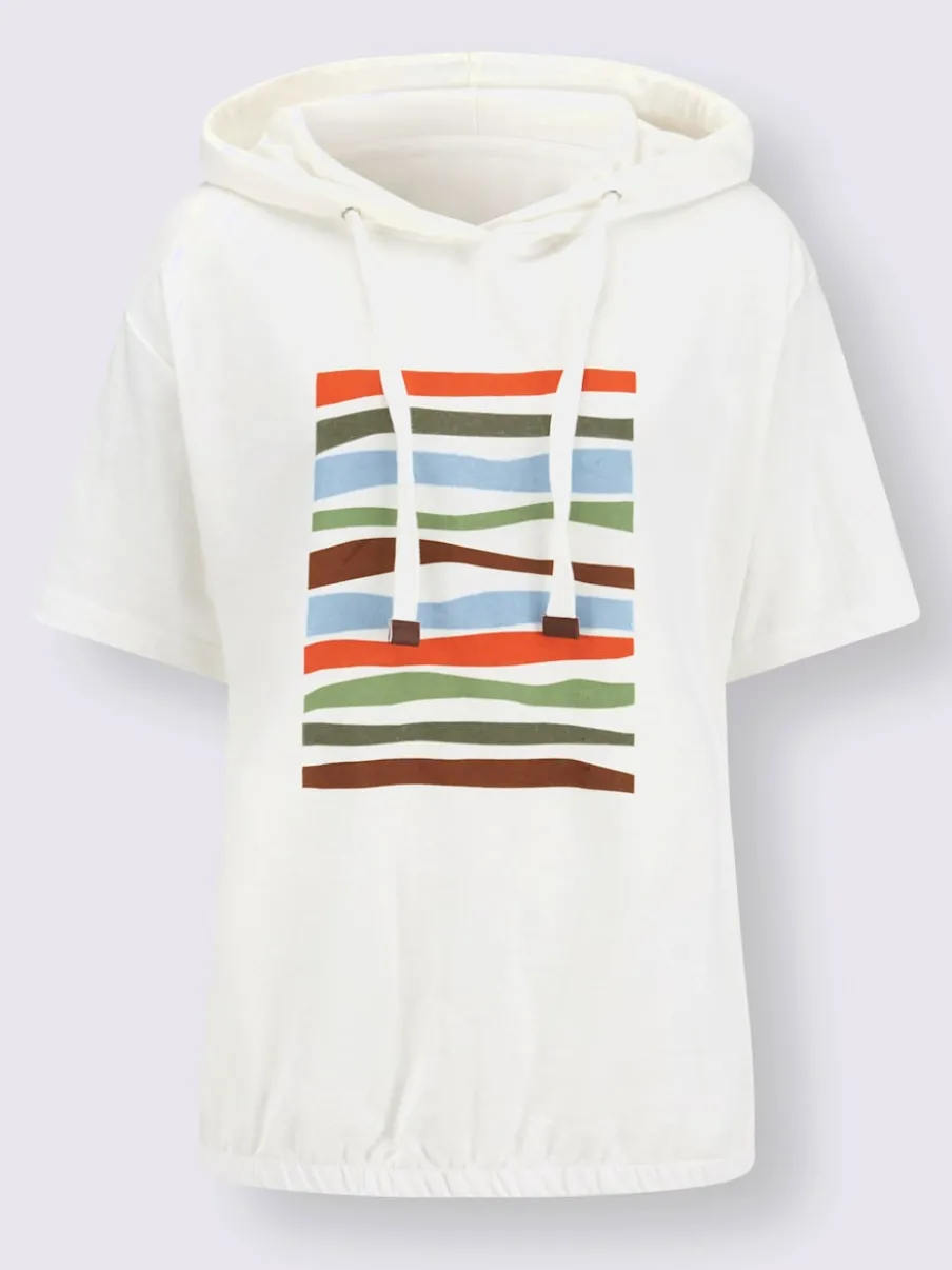 Sweatshirt à capuche léger avec motif géométrique imprimé