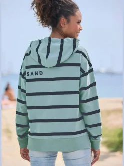 Sweatshirt à capuche marinière avec logo et fentes