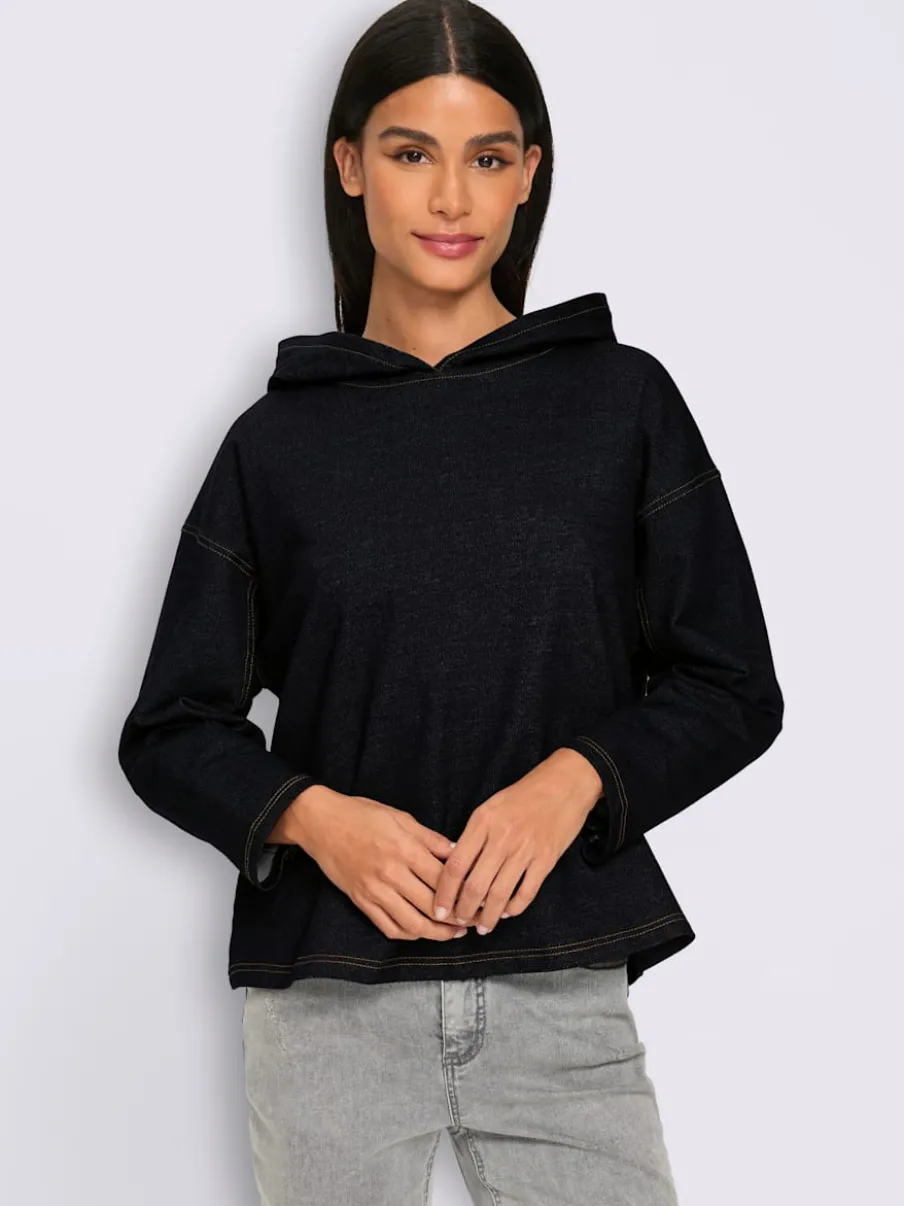 Sweatshirt à capuche qualité denim