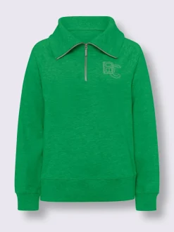Sweatshirt à col camionneur avec broderie et manches longues