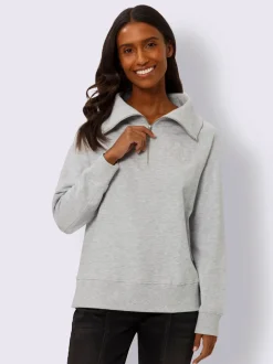 Sweatshirt à col camionneur avec broderie et manches longues