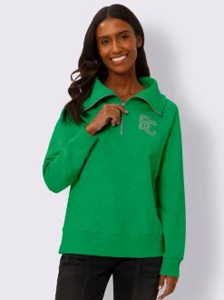Sweatshirt à col camionneur avec broderie et manches longues