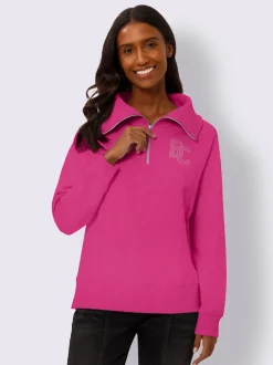 Sweatshirt à col camionneur avec broderie et manches longues