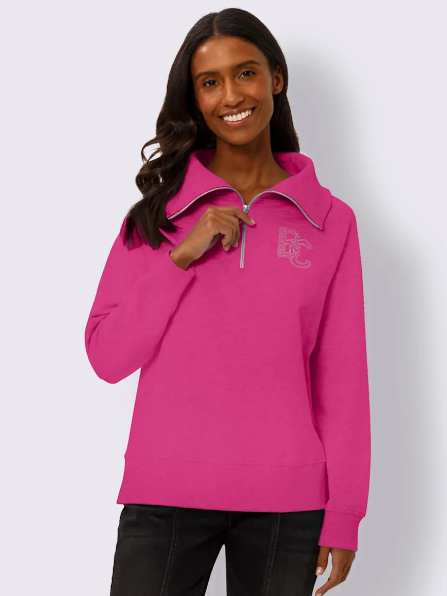 Sweatshirt à col camionneur avec broderie et manches longues