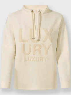 Sweatshirt à col montant avec inscription en tissu doux