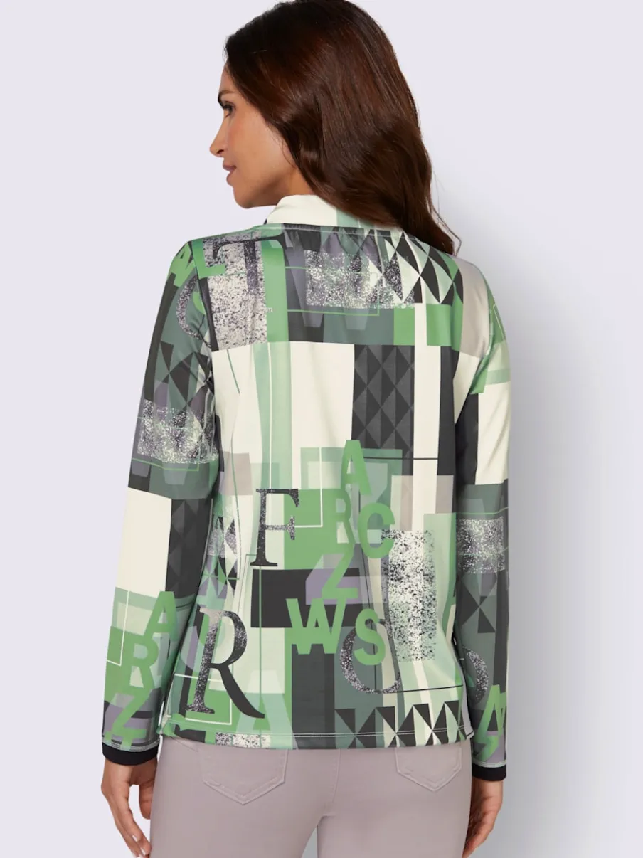 Sweatshirt à col montant avec motifs graphiques et manches longues