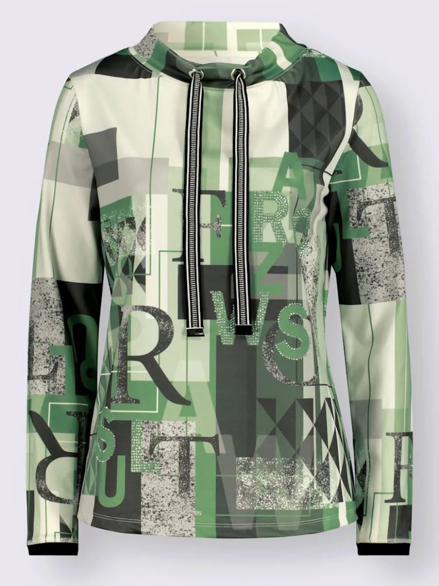 Sweatshirt à col montant avec motifs graphiques et manches longues