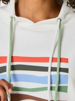 Sweatshirt à col montant avec rayures et manches 3/4