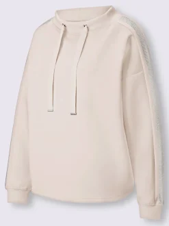 Sweatshirt à col montant à rayures avec détails fantaisie