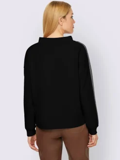 Sweatshirt à col montant à rayures avec détails fantaisie