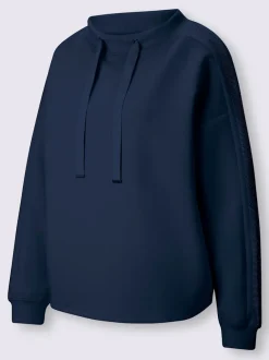 Sweatshirt à col montant à rayures avec détails fantaisie