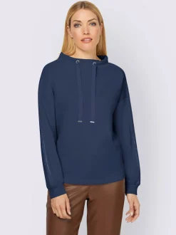 Sweatshirt à col montant à rayures avec détails fantaisie