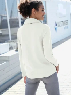 Sweatshirt à col roulé asymétrique et cordon décoratif