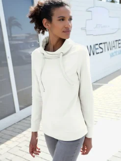Sweatshirt à col roulé asymétrique et cordon décoratif