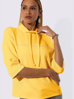 Sweatshirt à col roulé et manches 3/4 avec pierres fantaisie