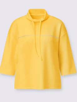 Sweatshirt à col roulé et manches 3/4 avec pierres fantaisie