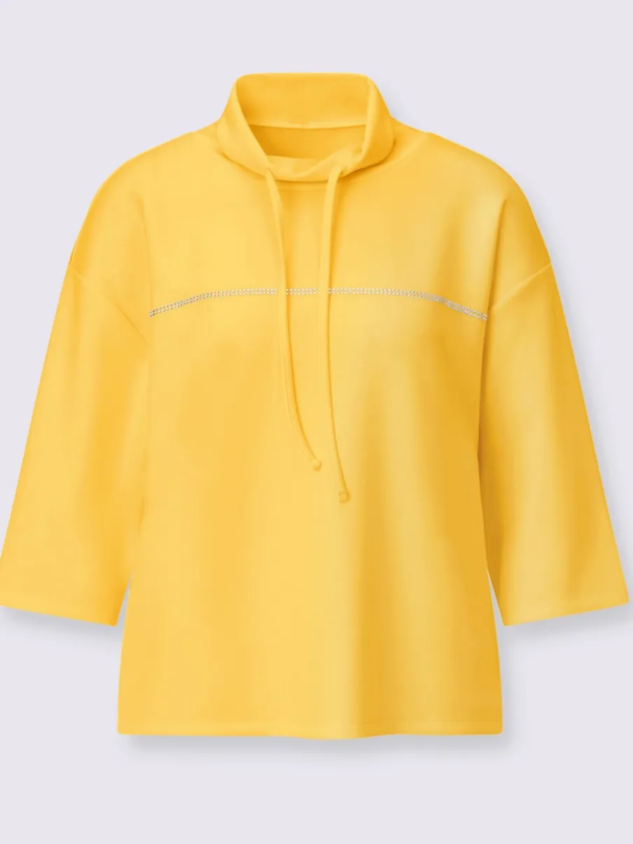 Sweatshirt à col roulé et manches 3/4 avec pierres fantaisie