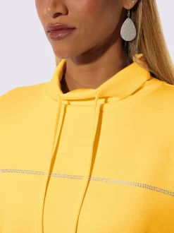 Sweatshirt à col roulé et manches 3/4 avec pierres fantaisie