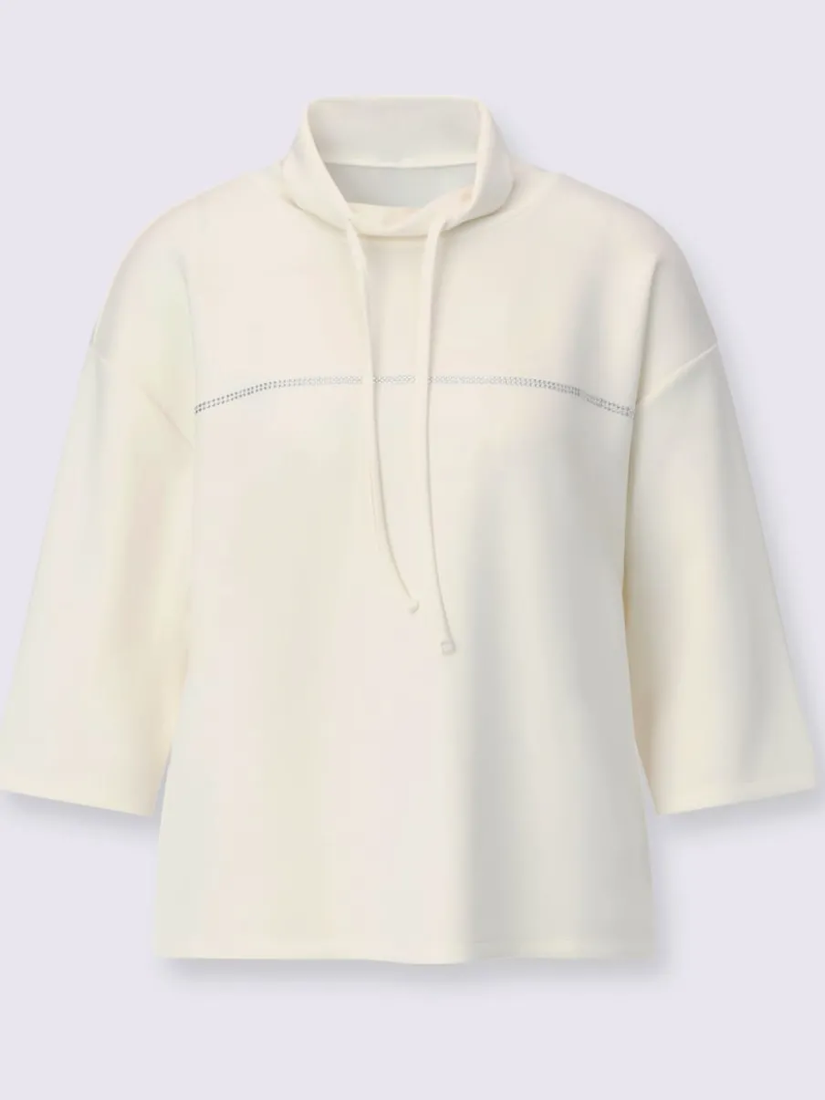 Sweatshirt à col roulé et manches 3/4 avec pierres fantaisie