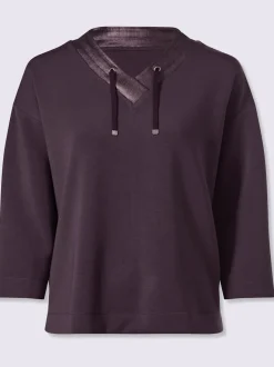 Sweatshirt à col V avec mancherons et coulisse à nouer