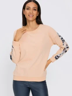 Sweatshirt confortable à encolure ronde avec motifs animaux sur les manches