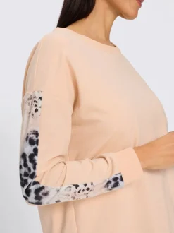 Sweatshirt confortable à encolure ronde avec motifs animaux sur les manches