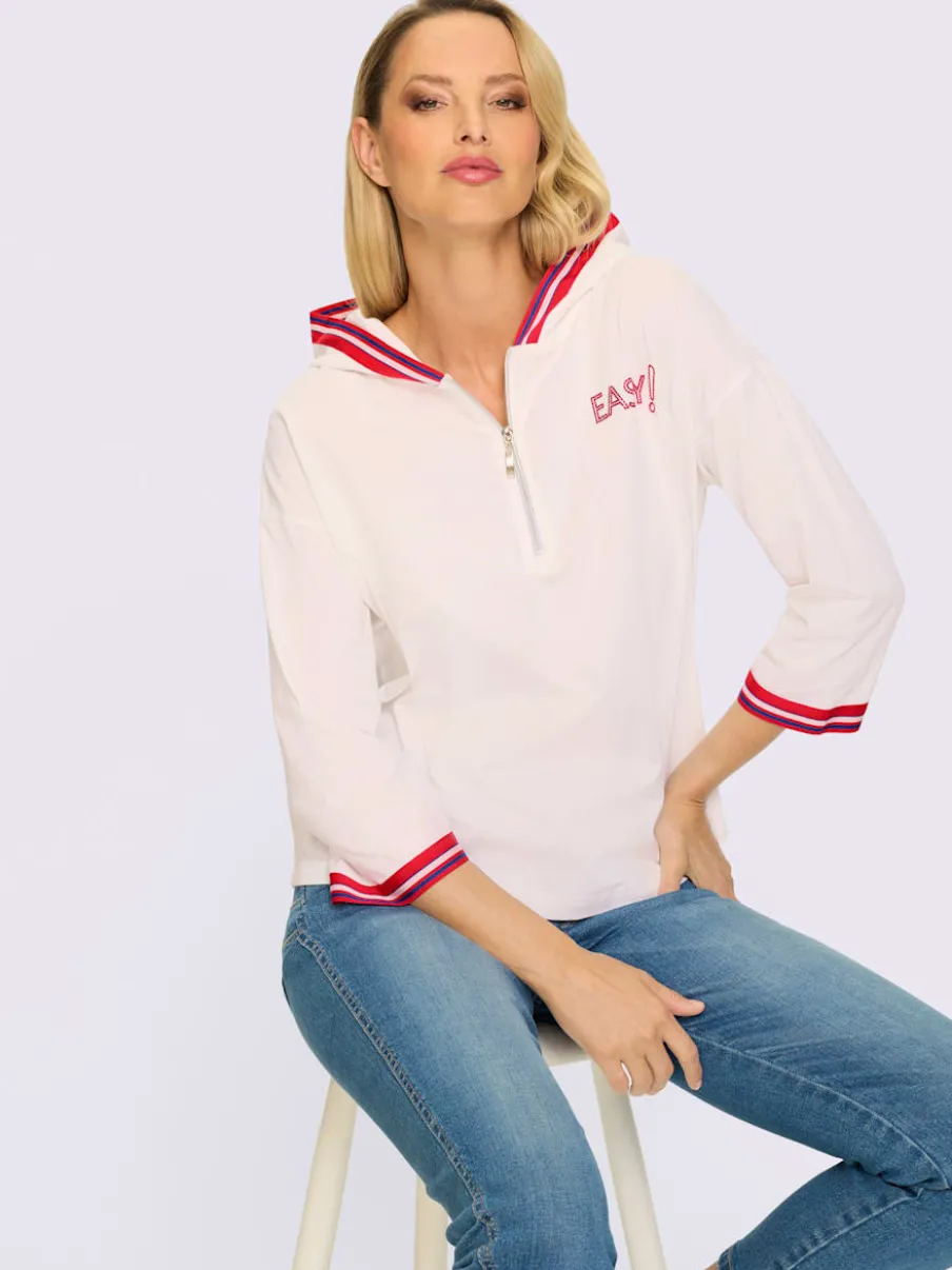 Sweatshirt décontracté avec col à capuche et mancherons