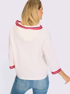Sweatshirt décontracté avec col à capuche et mancherons