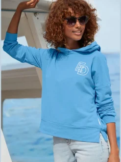 Sweatshirt décontracté avec grande capuche doublée et fente latérale